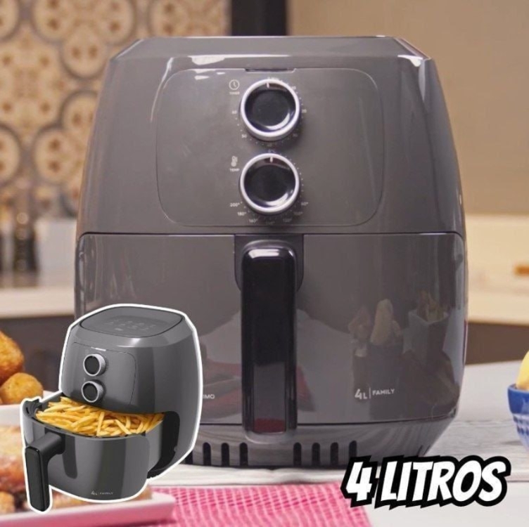WAP Fritadeira Elétrica sem Óleo Air Fryer Cinza 4 Litros, Potência de 1500W e Revestimento Antiaderente 127V WAP Fritadeira Elétrica sem Óleo Air Fryer Cinza 4 Litros, Potência de 1500W e Revestimento Antiaderente 127V