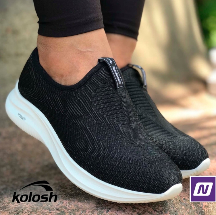 Tênis Kolosh Esportivo Feminino - Preto+Branco Tênis Kolosh Esportivo Feminino - Preto+Branco