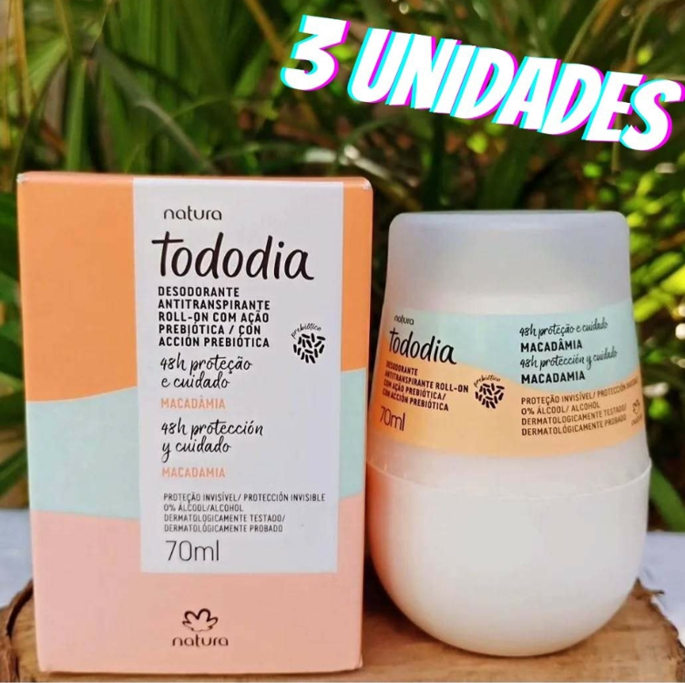 Kit Desodorante Antitranspirante Roll-on Tododia Macadâmia (3 unidades) Kit Desodorante Antitranspirante Roll-on Tododia Macadâmia (3 unidades)