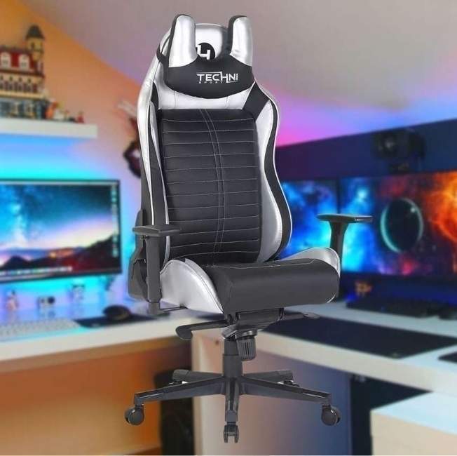 Cadeira Gamer Techni Sport ReclinAvel Giratória Preta e Prata TS62 Cadeira Gamer Techni Sport ReclinAvel Giratória Preta e Prata TS62