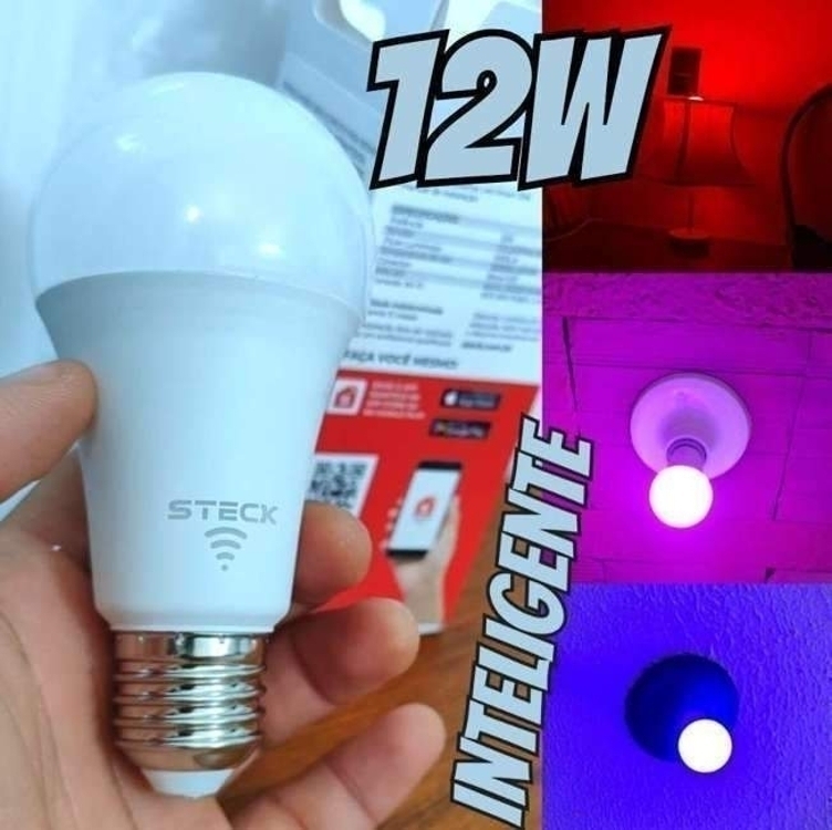 Steck, Lâmpada Inteligente 12w, Rgbw Wi-fi, Bivolt Steck, Lâmpada Inteligente 12w, Rgbw Wi-fi, Bivolt