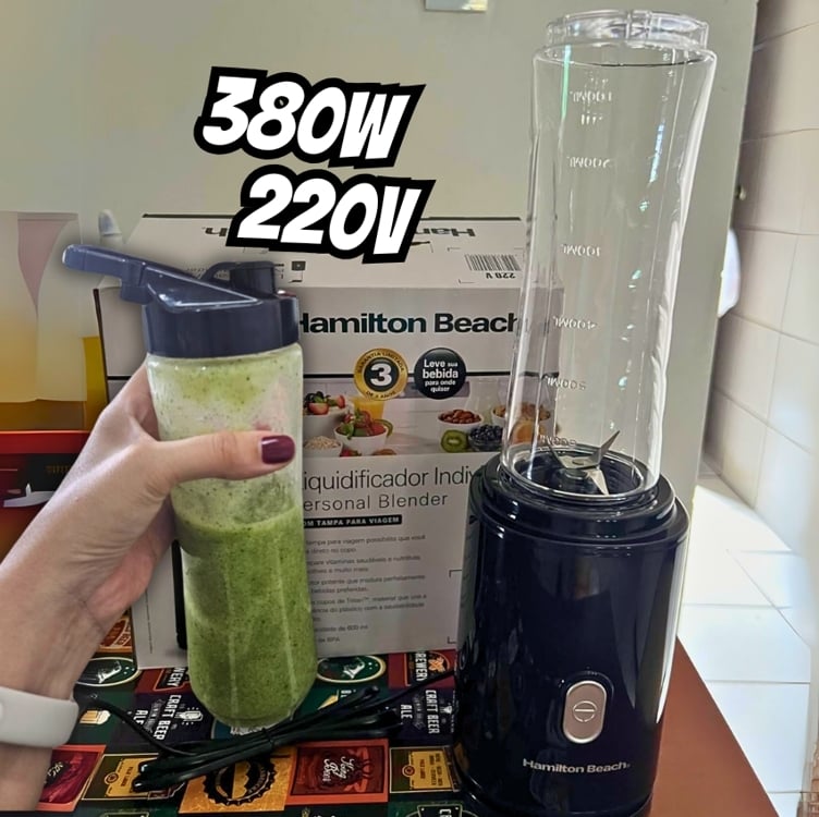 Liquidificador Individual, Preto, Dois Copos, Personal Blender 110v, Hamilton Beach Liquidificador Individual, Preto, Dois Copos, Personal Blender 110v, Hamilton Beach
