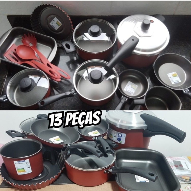 Jogo De Panelas Tramontina 13 Peças Com Panela De Pressão - Kit Jogo De Panelas Tramontina 13 Peças Com Panela De Pressão - Kit