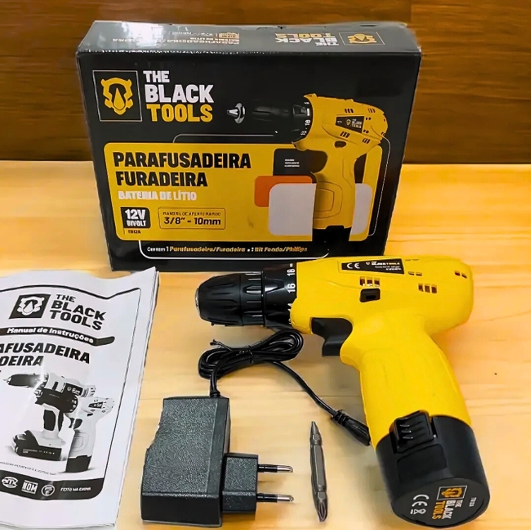 Furadeira Parafusadeira Sem Fio De 10mm The Black Tools Tb-12a 1 Batería De 1300mah Com Caixa De Papelão Furadeira Parafusadeira Sem Fio De 10mm The Black Tools Tb-12a 1 Batería De 1300mah Com Caixa De Papelão