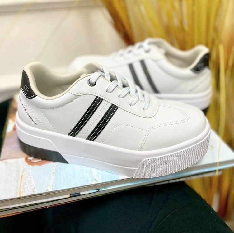 Tênis Ramarim Casual Flatform Feminino - Branco+Preto Tênis Ramarim Casual Flatform Feminino - Branco+Preto