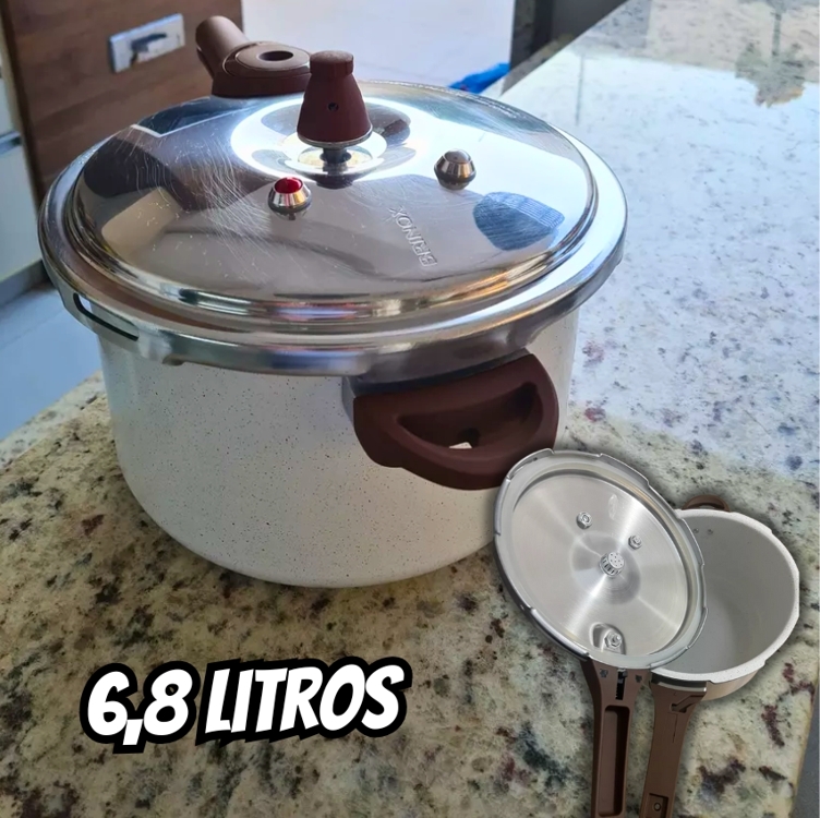 Panela Pressao Brinox 4952/103 Ceramic Pressure Indução 6,8l Vanilla Panela Pressao Brinox 4952/103 Ceramic Pressure Indução 6,8l Vanilla