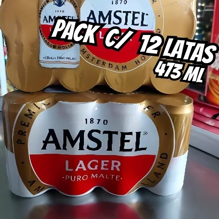 Pack Amstel Cerveja Lager - 12 latas de 473ml Pack Amstel Cerveja Lager - 12 latas de 473ml