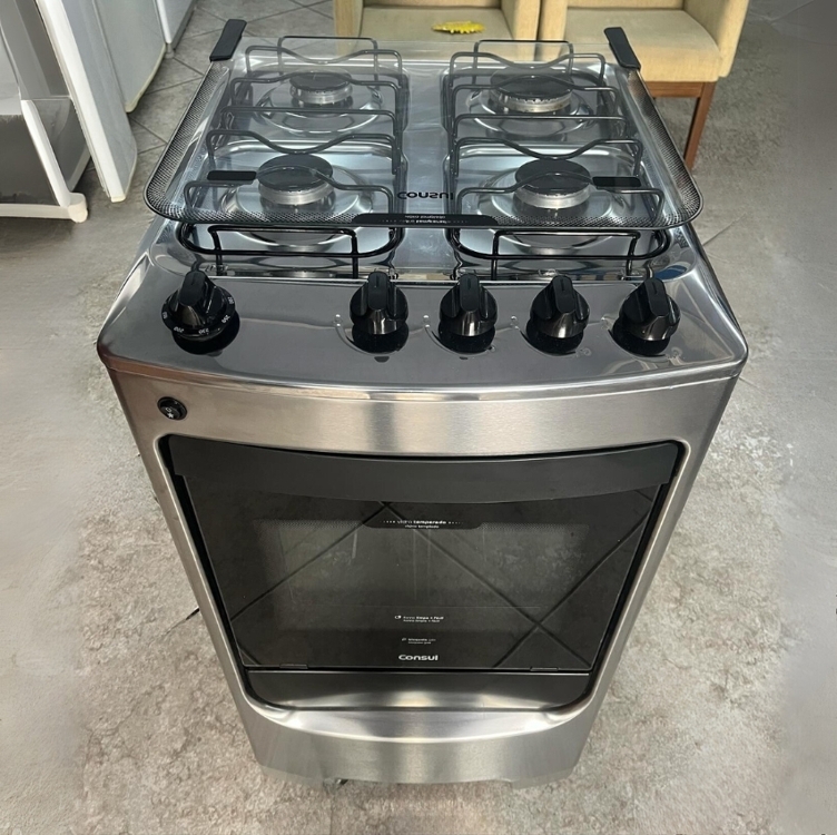 Fogão Consul 4 bocas cor Inox com acendimento automático - CFO4NAR BIVOLT Fogão Consul 4 bocas cor Inox com acendimento automático - CFO4NAR BIVOLT