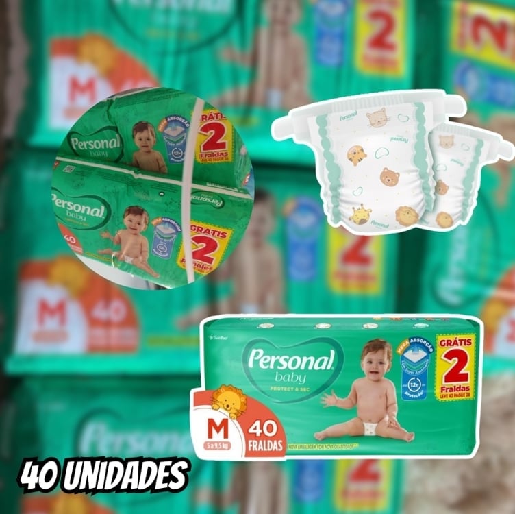 Fralda Infantil Personal Baby Protect e Sec M Mega 9x40pads Leve 40 pague 38 Unidades Fralda Infantil Personal Baby Protect e Sec M Mega 9x40pads Leve 40 pague 38 Unidades