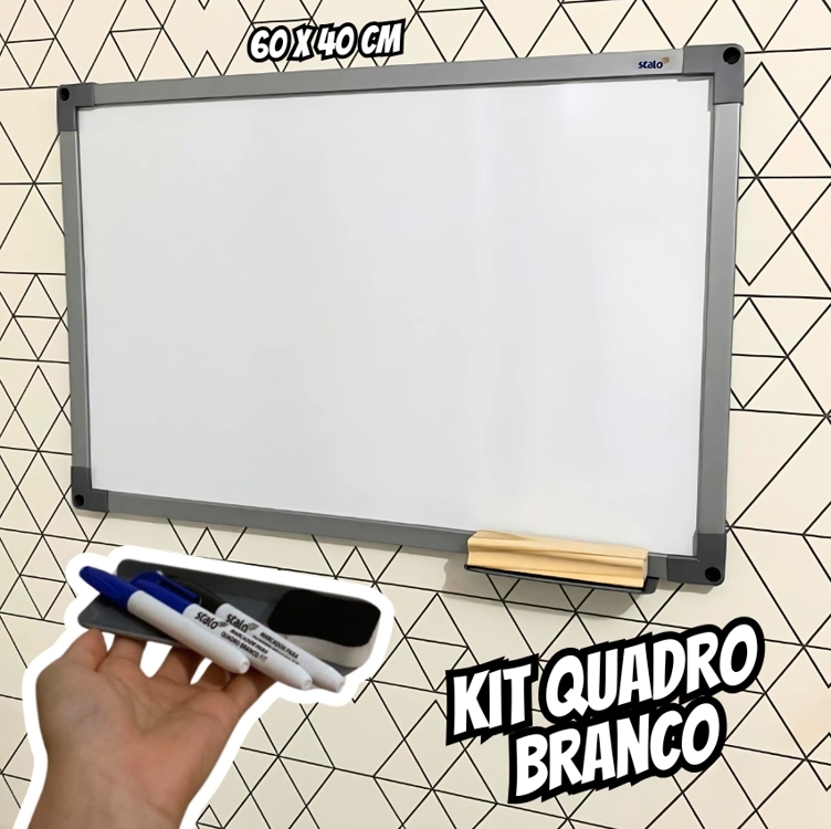 Kit Quadro Branco Uv Moldura Mdf Revestido Preto Soft STALO, 40x30 Kit Quadro Branco Uv Moldura Mdf Revestido Preto Soft STALO, 40x30