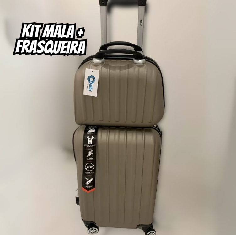 Mala De Bordo + Frasqueira Viagem Rodinhas 360° Abs Tam. P Mala De Bordo + Frasqueira Viagem Rodinhas 360° Abs Tam. P