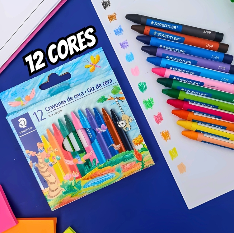 STAEDTLER Giz de Cera, com 12 cores - 2209 C12 PE, Multicolorido STAEDTLER Giz de Cera, com 12 cores - 2209 C12 PE, Multicolorido