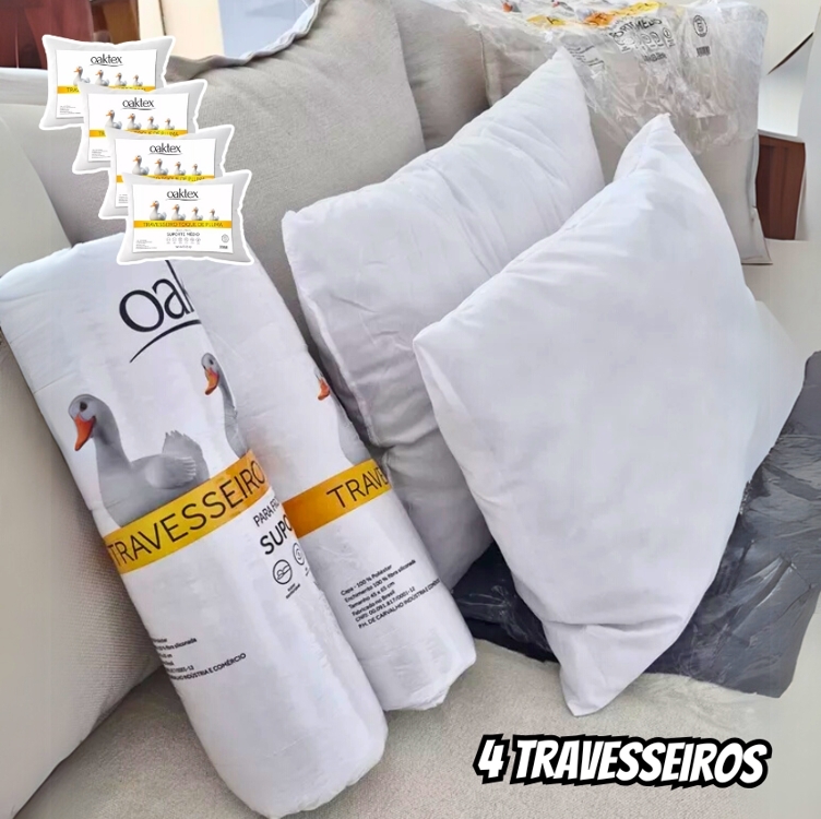 Kit 4 Travesseiros 50x70 Toque De Pluma Médio Antialérgico Kit 4 Travesseiros 50x70 Toque De Pluma Médio Antialérgico