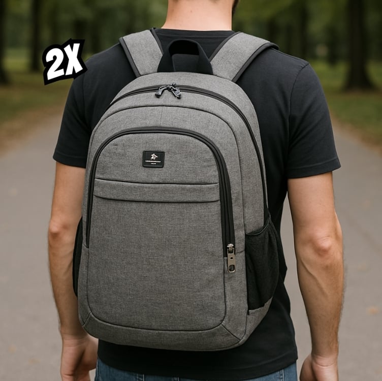 Kit 2 Mochilas Bolsa Mala Reforçada Notebook Impermeável Coreana - Cor Aleatória - New Bag Kit 2 Mochilas Bolsa Mala Reforçada Notebook Impermeável Coreana - Cor Aleatória - New Bag