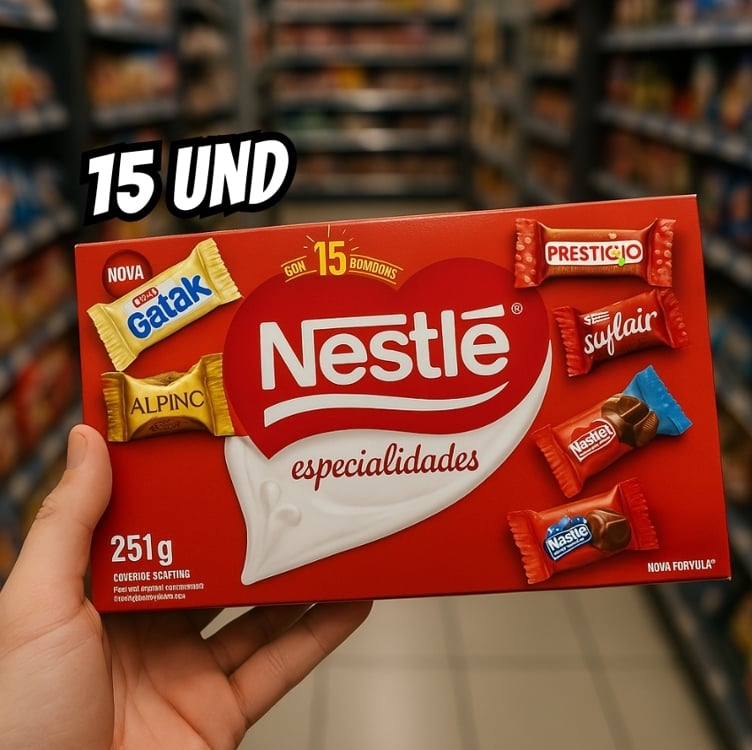 Caixa de Bombom Especialidades Com 15 unidades 251g Nestlé Caixa de Bombom Especialidades Com 15 unidades 251g Nestlé