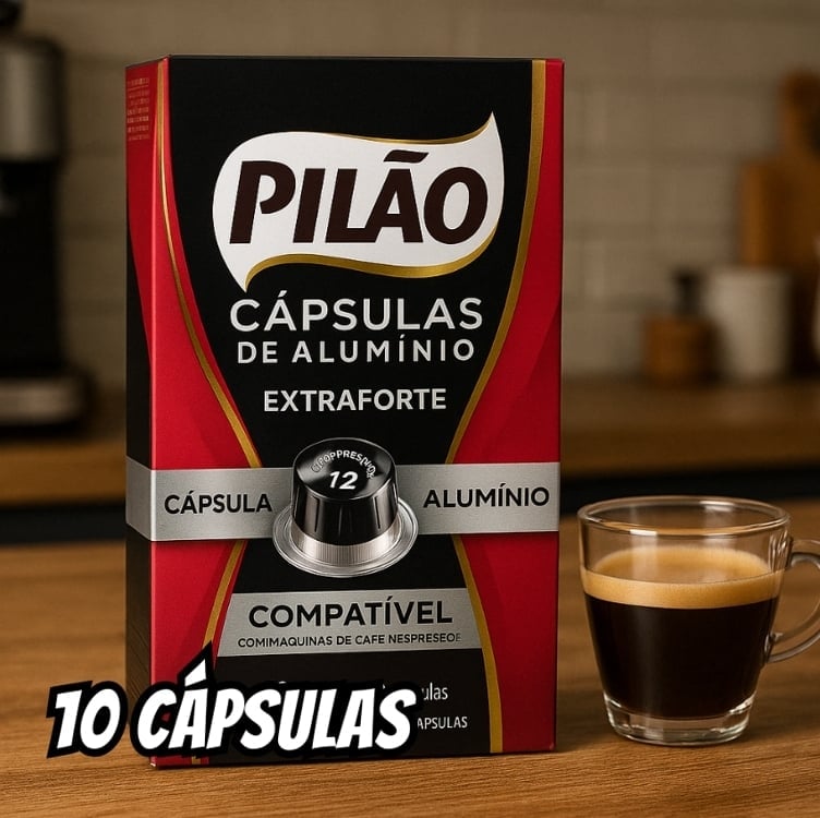 Café em Cápsula Torrado e Moído Espresso Extraforte Pilão Caixa 52g 10 Unidades Café em Cápsula Torrado e Moído Espresso Extraforte Pilão Caixa 52g 10 Unidades
