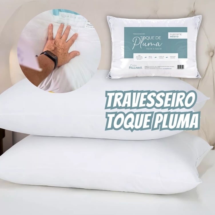 Travesseiro Toque Pluma 70x50 Médio Percal Algodão 180 Fios Cor Branco Travesseiro Toque Pluma 70x50 Médio Percal Algodão 180 Fios Cor Branco