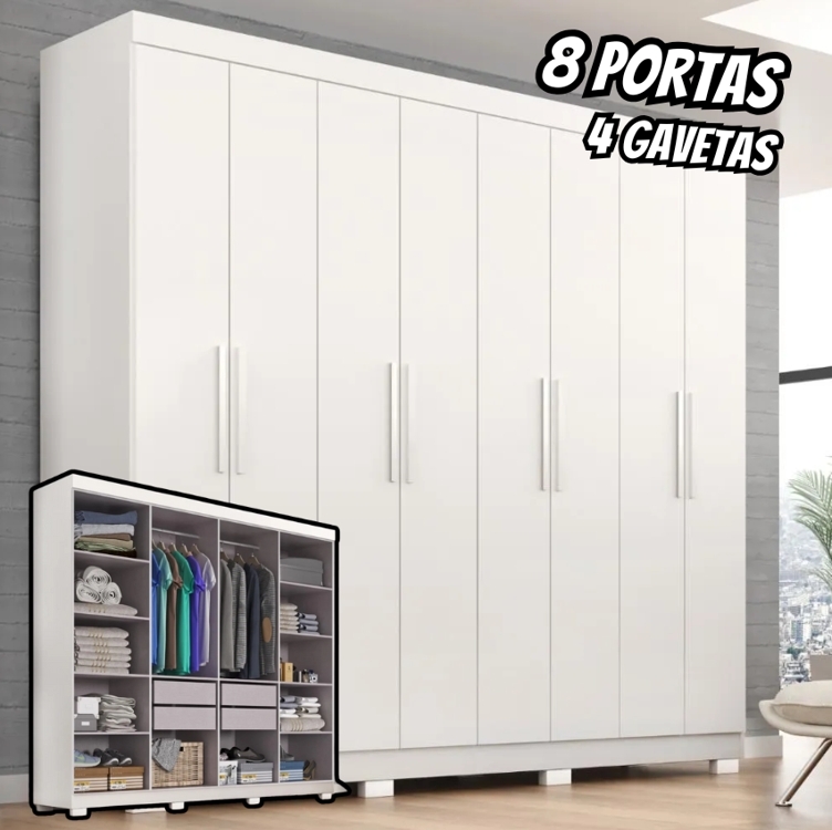 Guarda Roupa Casal Lisboa 8 Portas 4 Gavs Com Pés Guarda Roupa Casal Lisboa 8 Portas 4 Gavs Com Pés