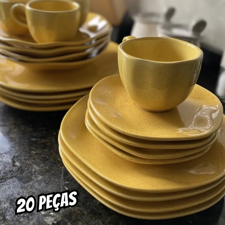 Aparelho De Jantar E Chá Ryo Maracujá 20 Peças Amarelo Oxford Aparelho De Jantar E Chá Ryo Maracujá 20 Peças Amarelo Oxford