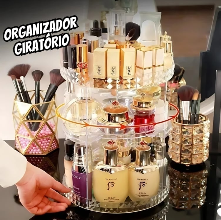 Organizador Porta Maquiagem Cosméticos Acrílico Giratório Já Organizador Porta Maquiagem Cosméticos Acrílico Giratório Já