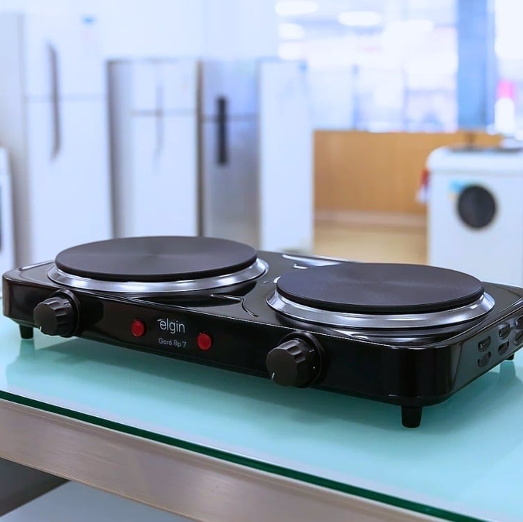 Fogão Elétrico Portátil Cooktop Elgin Double Cook 2 Bocas - 110V Fogão Elétrico Portátil Cooktop Elgin Double Cook 2 Bocas - 110V