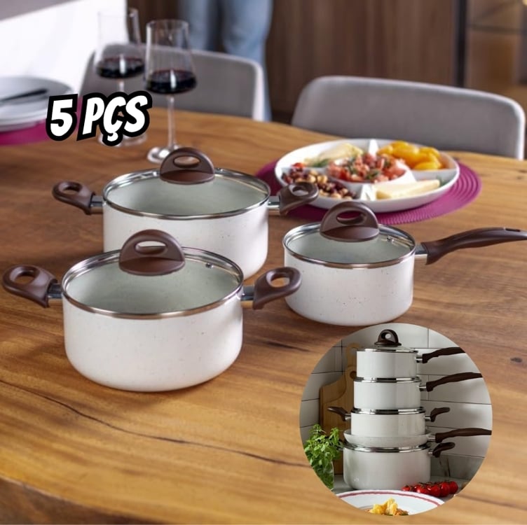 Brinox - Jogo de Panelas 5 Peças Ceramic Life Botanika com Fundo de Indução - Verde Brinox - Jogo de Panelas 5 Peças Ceramic Life Botanika com Fundo de Indução - Verde