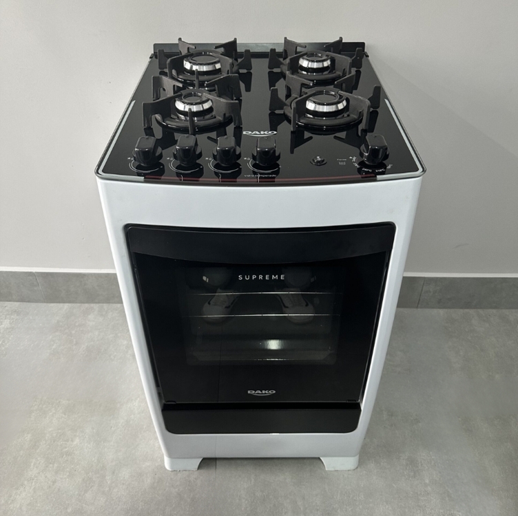Fogão 4 bocas Dako Supreme Glass Branco com mesa de vidro - Bivolt Fogão 4 bocas Dako Supreme Glass Branco com mesa de vidro - Bivolt