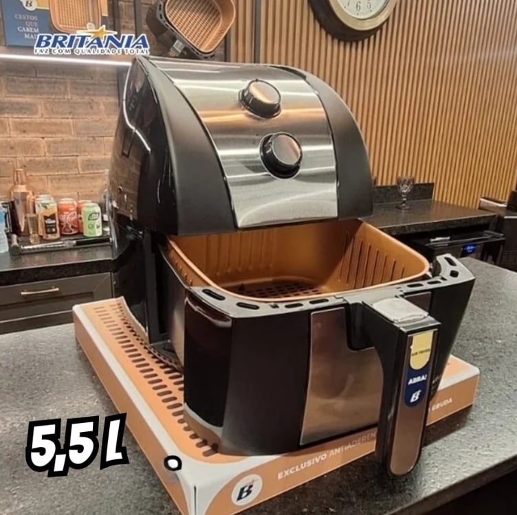 Fritadeira Air Fryer Britânia 5,5l 1500w Gold Bfr51 220v Fritadeira Air Fryer Britânia 5,5l 1500w Gold Bfr51 220v