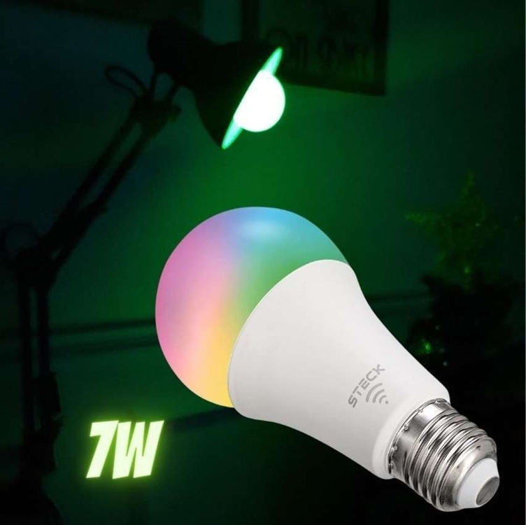 Steck, Lâmpada Inteligente 7W, Steck Ambiente Conectado RGBW Wi-Fi, Bivolt Steck, Lâmpada Inteligente 7W, Steck Ambiente Conectado RGBW Wi-Fi, Bivolt