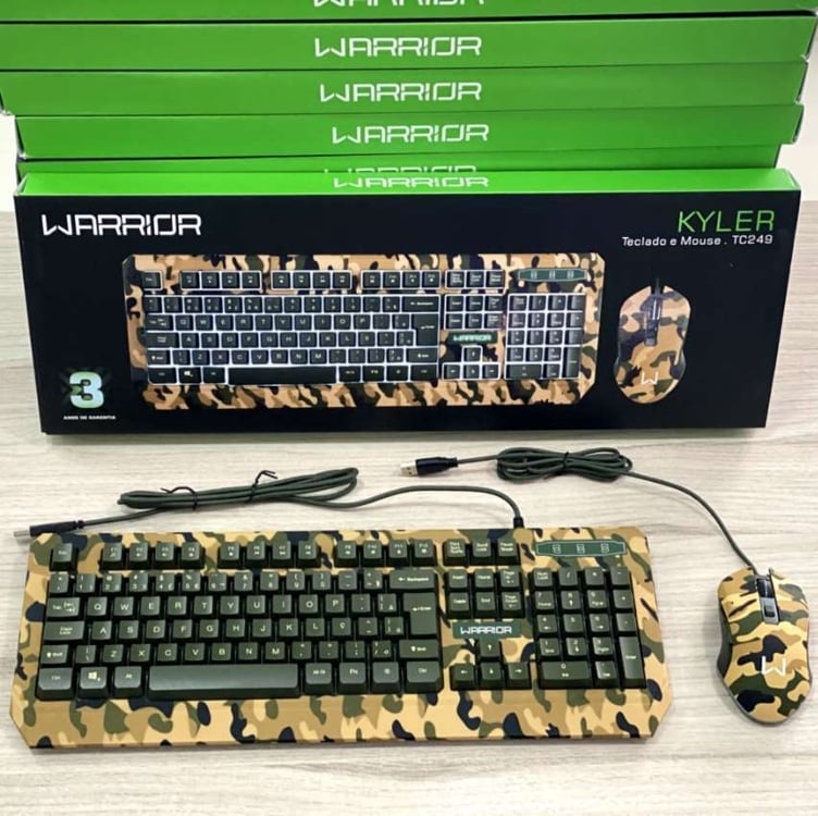 Combo Teclado E Mouse Warrior Kyler Gamer Army C/ Cabo-tc249 Combo Teclado E Mouse Warrior Kyler Gamer Army C/ Cabo-tc249