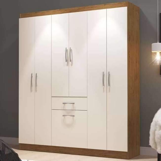Guarda-roupa Casal Marbella 6 Portas 2 Gavetas 5806 Off White/nogueira - Doripel - Doripel Móveis Guarda-roupa Casal Marbella 6 Portas 2 Gavetas 5806 Off White/nogueira - Doripel - Doripel Móveis