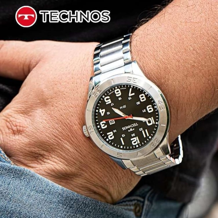Relógio Masculino Technos Racer Aço Inoxidável Prata Relógio Masculino Technos Racer Aço Inoxidável Prata