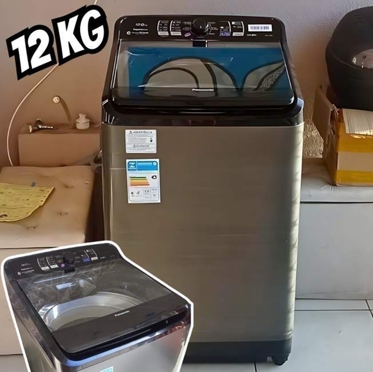 Lavadora de Roupas Panasonic NA-F120B1TB - 12Kg Cesto Inox 8 Programas de Lavagem Titânio Lavadora de Roupas Panasonic NA-F120B1TB - 12Kg Cesto Inox 8 Programas de Lavagem Titânio