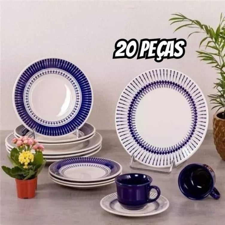 Aparelho De Jantar E Chá 20 Peças Donna Colb Cor Azul Aparelho De Jantar E Chá 20 Peças Donna Colb Cor Azul