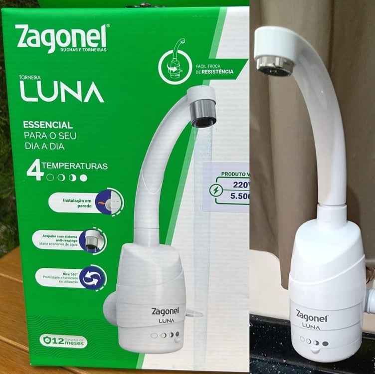 Torneira Multitemperatura Zagonel Luna 4T 5500W 220V Branco Torneira Multitemperatura Zagonel Luna 4T 5500W 220V Branco