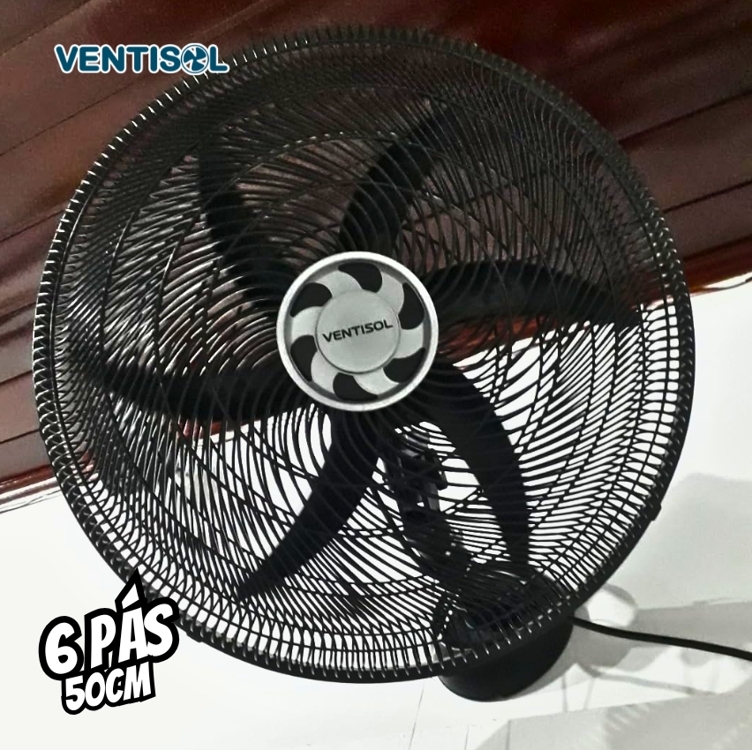 Ventisol Ventilador Osc Parede monta facil 50cm 6p preto 127V premium Ventisol Ventilador Osc Parede monta facil 50cm 6p preto 127V premium