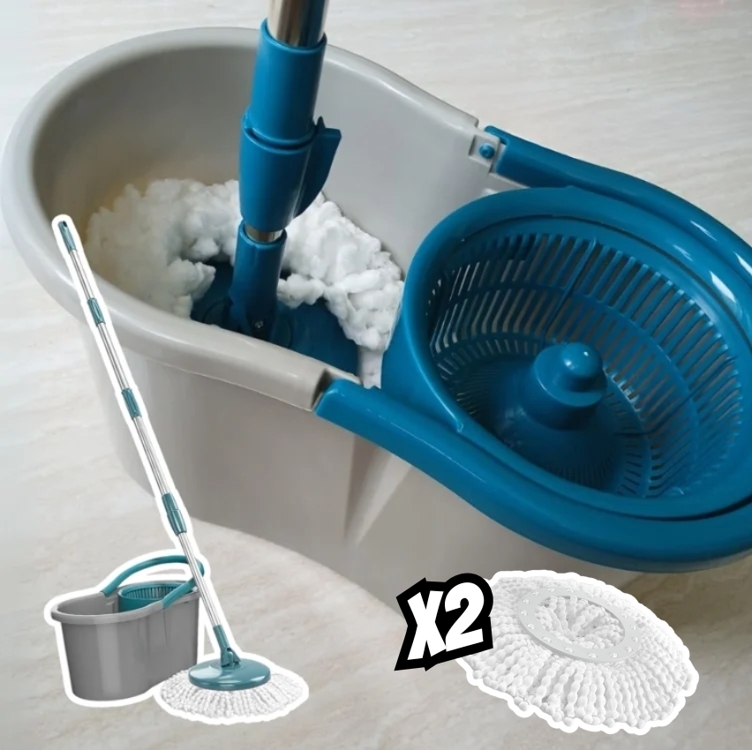 Mop FIT Giratório com 2 refis microfibra, balde com 8 litros, MOP5010, Flash Limp Mop FIT Giratório com 2 refis microfibra, balde com 8 litros, MOP5010, Flash Limp