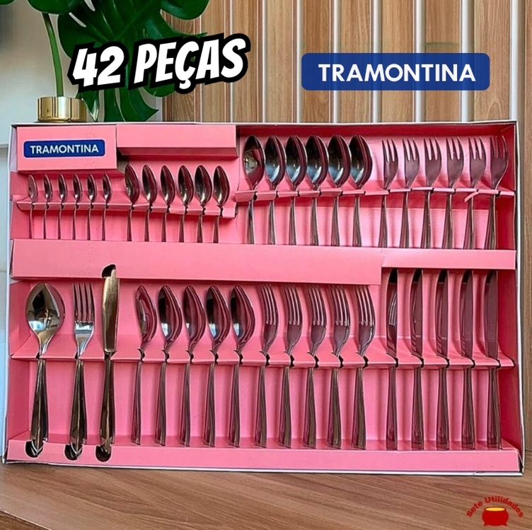 Faqueiro Aço Inox Com Faca Para Churrasco Com 42 Peças Tramontina Laguna Faqueiro Aço Inox Com Faca Para Churrasco Com 42 Peças Tramontina Laguna