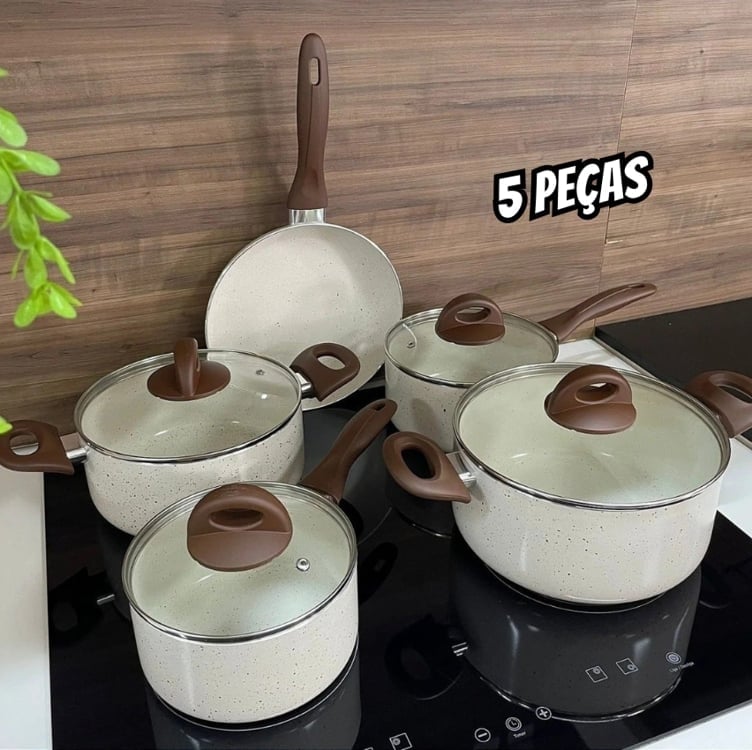 Jogo De Panelas Smart Plus Vanilla Indução Cerâmico 5peças Brinox 4774/101 Jogo De Panelas Smart Plus Vanilla Indução Cerâmico 5peças Brinox 4774/101