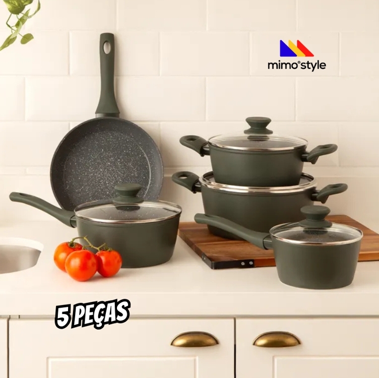 Conjunto De Panelas Jade 5 Peças Indução Cerâmica Mimo Style Conjunto De Panelas Jade 5 Peças Indução Cerâmica Mimo Style