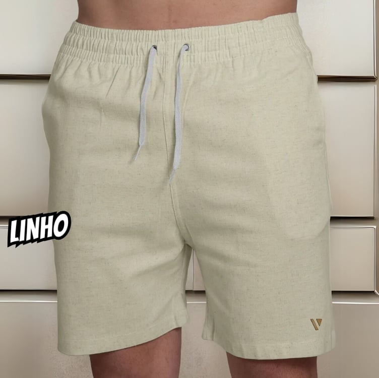 Short Bermuda Praia Linho Mauricinho Masculino Verão Voker Short Bermuda Praia Linho Mauricinho Masculino Verão Voker