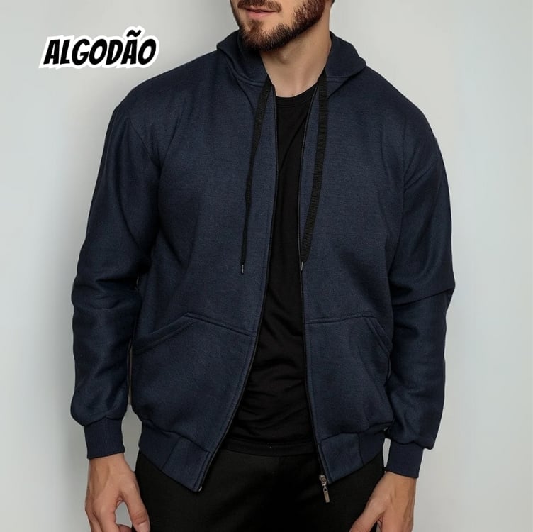 Casaco Moletom Blusa De Frio Masculino Ziper Aberto Casaco Moletom Blusa De Frio Masculino Ziper Aberto