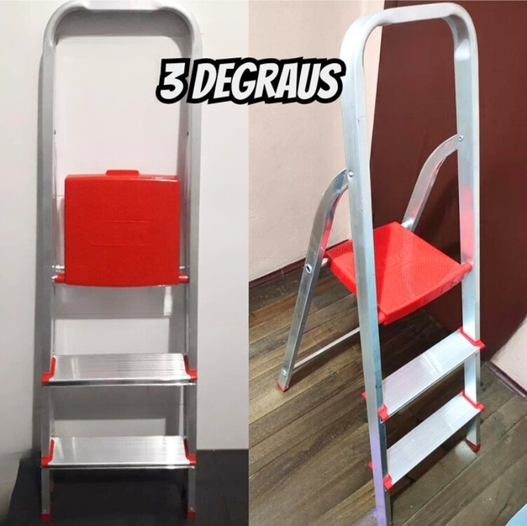 Escada De Alumínio Tesoura 3 Degraus Botafogo Lar & Lazer Esc0062 Vermelho Escada De Alumínio Tesoura 3 Degraus Botafogo Lar & Lazer Esc0062 Vermelho