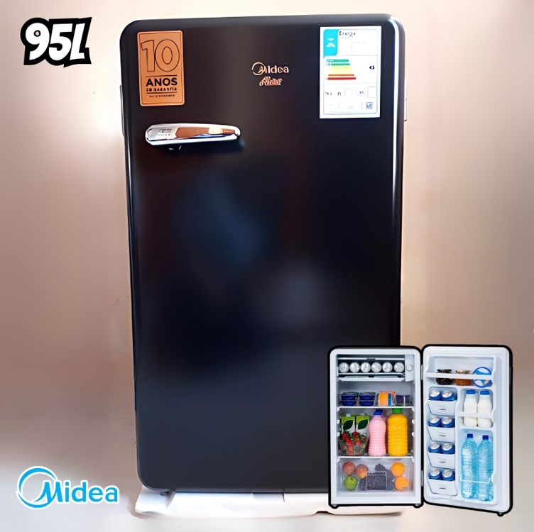 Frigobar Retrô, 95l, Preto, 110v, Midea, Mrv10p1 Frigobar Retrô, 95l, Preto, 110v, Midea, Mrv10p1