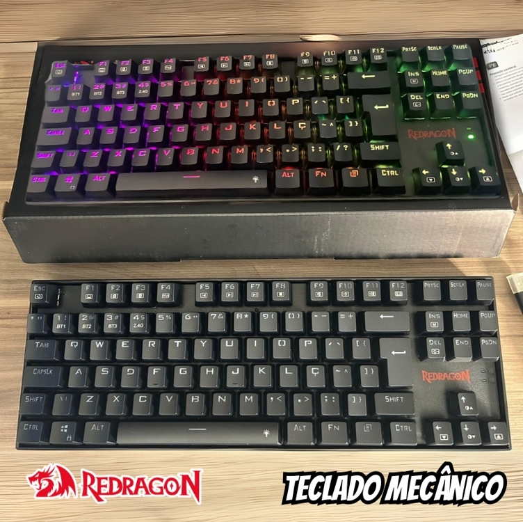 Teclado Mecânico Gamer Redragon Kumara Pro RGB Switch Marrom Preto - K552RGB-BRS-B Teclado Mecânico Gamer Redragon Kumara Pro RGB Switch Marrom Preto - K552RGB-BRS-B