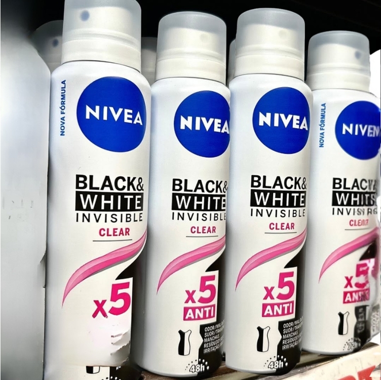 Nivea Desodorante Antitranspirante Aerossol Invisible Black & White Clear 150ml - Proteção Prolongada De 48h, Cuidado Suave E Ação Antibacteriana Nivea Desodorante Antitranspirante Aerossol Invisible Black & White Clear 150ml - Proteção Prolongada De 48h, Cuidado Suave E Ação Antibacteriana