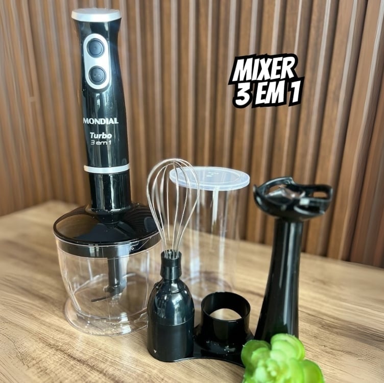 Mixer Turbo 3 em 1, Mondial, Preto, 350W Mixer Turbo 3 em 1, Mondial, Preto, 350W