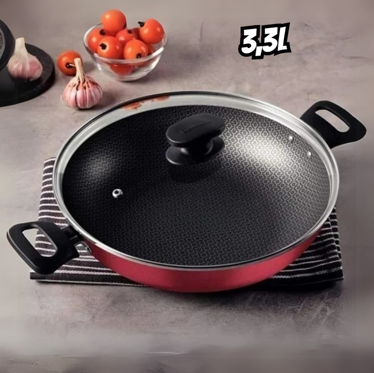 Panela Wok Aluminio, Loreto, Tramontina, Vermelho, 28 Cm Panela Wok Aluminio, Loreto, Tramontina, Vermelho, 28 Cm