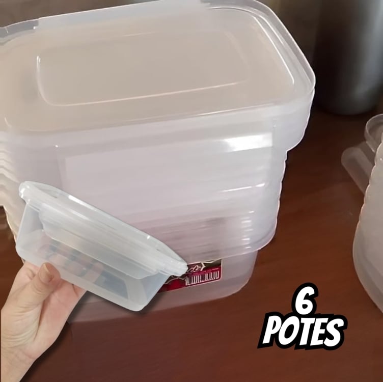 Kit 6 Potes Marmita Seman Reutilizável 750ml Travas Freezer Kit 6 Potes Marmita Seman Reutilizável 750ml Travas Freezer