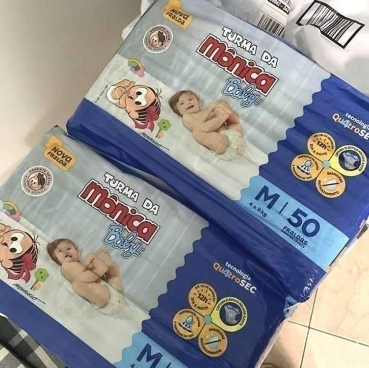 Fralda Turma da Mônica Baby Mega M 50 Unidades Fralda Turma da Mônica Baby Mega M 50 Unidades